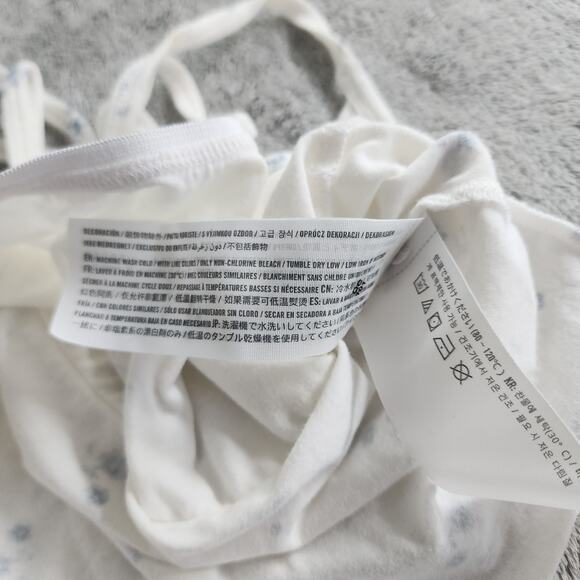 Hollister Top Women M Whit Blue Floral Tie Back Halter Ruched Crop Shelf Bra - Picture 8 of 12